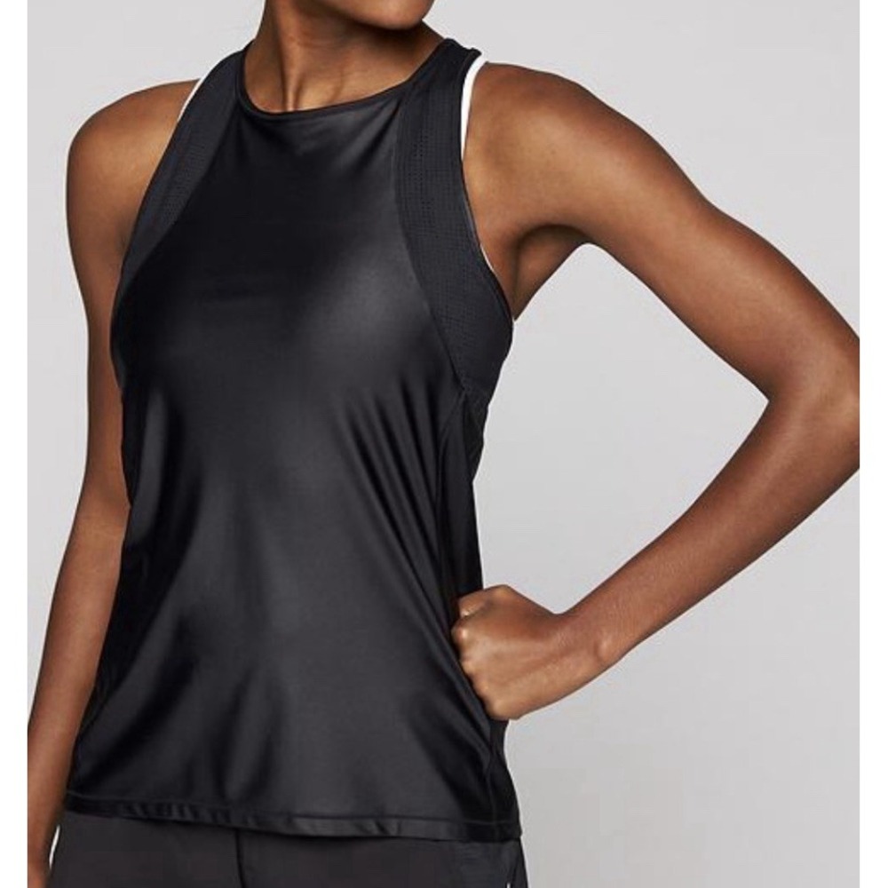 Athleta Black Fitfast Racerback Sleeveless Mesh Breathable Stretch Tank Top